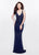 Primavera Couture - 3029 Strappy Sequined V Neck Gown in Blue