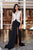 Tadashi Shoji - Braided Illusion Dress with Slit In White and Black