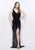 Fitted Sequined V Neck Gown 3031 in Black