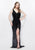 3031 Fitted Sequined V Neck Gown in Black