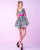 Mac Duggal - 30329C Striped Floral Cocktail Dress In Black and Multi-Color