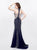 Primavera - 3035 Halter Embellished Strappy Back Evening Gown in Blue