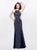Primavera - 3035 Halter Embellished Strappy Back Evening Gown in Blue