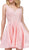 Dancing Queen - 3036 Sleeveless Beaded Lace V-neck Homecoming Dress In Pink