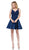 Dancing Queen - 3036 Sleeveless Beaded Lace V-neck Homecoming Dress In Blue