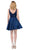 Dancing Queen - 3036 Sleeveless Beaded Lace V-neck Homecoming Dress In Blue