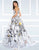 Mac Duggal Black White Red - 30371R One Shoulder Pleated Ballgown in White and Multi-Color