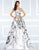 Mac Duggal Black White Red - 30371R One Shoulder Pleated Ballgown in White and Multi-Color