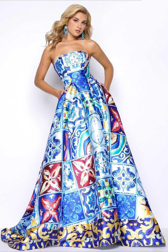 Mac Duggal - Prom Style 30378M in Blue and Multi-Color