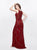 Primavera - 3037 Beaded Jewel Neck Sheath Dress in Red and Multi-Color