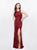 Primavera - 3037 Beaded Jewel Neck Sheath Dress in Red and Multi-Color
