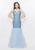 Primavera - 3039 Sparkling Sequined Sleeveless Mermaid Gown in Blue
