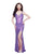Primavera - 3040 Shimmering Beaded Gown with High Slit in purple