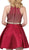 Dancing Queen - 3041 Gold Beaded Halter Neck A-line Homecoming Dress in Red