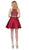 Dancing Queen - 3041 Gold Beaded Halter Neck A-line Homecoming Dress in Red