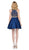 Dancing Queen - 3041 Gold Beaded Halter Neck A-line Homecoming Dress in Blue