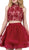 Dancing Queen - 3042 Two Piece Floral Embroidered Homecoming Dress in Red