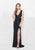 Primavera - 3042 Deep V-Neck Sequined Bare Back Gown in Black