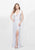 Primavera - 3042 Deep V-Neck Sequined Bare Back Gown in White