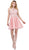 Dancing Queen - 3043 Beaded Lace Halter Homecoming Dress in Pink