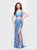 Primavera - 3043 Shimmering Two-Piece Embellished Evening Gown in Blue