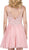 Dancing Queen - 3043 Beaded Lace Halter Homecoming Dress in Pink