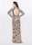 Primavera - 3044 Sequined Jewel Long Sleeves Gown in Brown