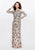 Primavera - 3044 Sequined Jewel Long Sleeves Gown in Brown