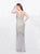 Primavera - 3045 Strapless Swirl Suffused Evening Gown in Neutral and Silver