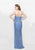 Primavera - 3045 Strapless Swirl Suffused Evening Gown in Blue