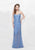 Primavera - 3045 Strapless Swirl Suffused Evening Gown in Blue