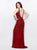 Primavera - 3047 Sequined V Neck Evening Gown in Red