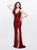 Primavera - 3047 Sequined V Neck Evening Gown in Red