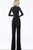 Jovani - 3048 Beaded High Neck Long Sleeve Jumpsuit In Black
