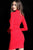Jovani - 3049 Fitted High Neck Long Sleeve Bead Studded Short Dress in Red