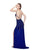 Primavera - 3049 Halter Neck Embellished Fitted Gown in Blue
