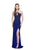 Primavera - 3049 Halter Neck Embellished Fitted Gown in Blue