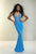 Xcite Prom - Plunging Sequined Long Dress 30502 in Blue