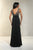 Xcite Prom - Bateau Neckline Sheer Geometric Gown 30506 in Black and Neutral