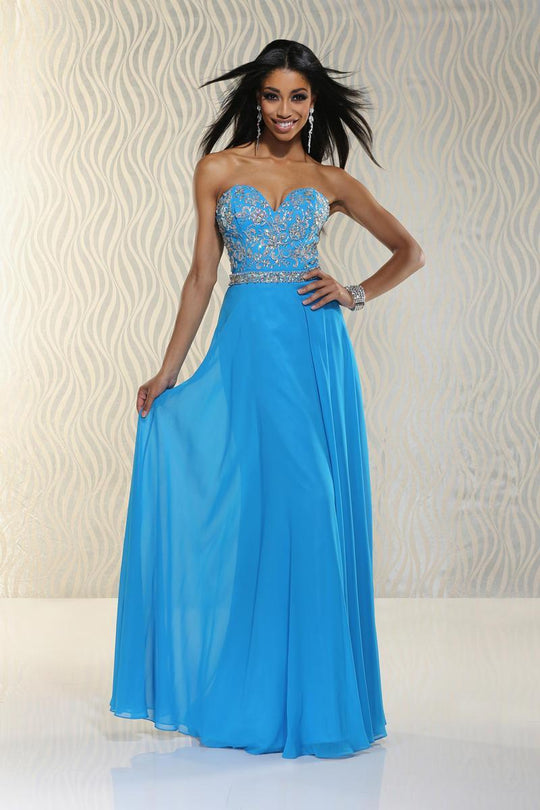Xcite Prom - Strapless with Embellished Sequin Gown 30509 in Blue