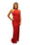 Primavera - 3050 Glimmering Halter Beaded Evening Gown in Red