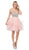Dancing Queen - 3050 Bejeweled V-neck Tiered A-line Homecoming Dress in Pink