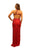 Primavera - 3050 Glimmering Halter Beaded Evening Gown in Red