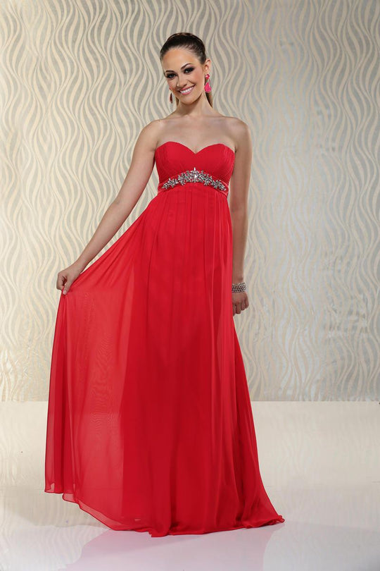 Xcite Prom - Ruched Strapless A-line Evening Gown 30510 in Red