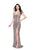 Primavera - 3053 Sequined Fringe Festooned Gown in Pink