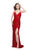 Primavera - 3053 Sequined Fringe Festooned Gown in Red