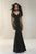 Xcite Prom - Sheer Embellished V-Neckline  Gown 30557 in Black