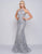 Mac Duggal Prom - 30578M Beaded Halter Strappy Back Embellished Gown In Silver and Neutral