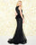 Mac Duggal Black White Red - 30579R Embellished V-neck Mermaid Dress In Black