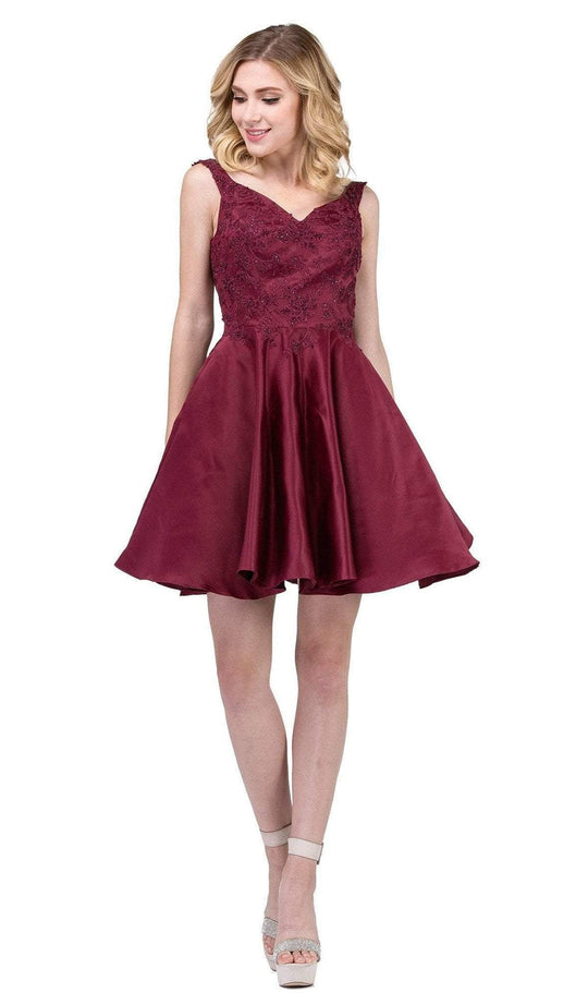 Dancing Queen - 3057 Beaded Lace Sweetheart A-line Homecoming Dress In Red